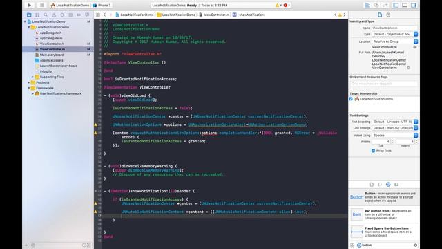 How to create Local Notification in iOS using Objective-C ? смотреть онлайн