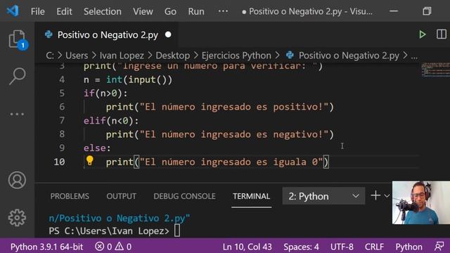 ? Determinar si un NUMERO es POSITIVO o NEGATIVO en Python ?CURSO DE PYTHON | CONDICIONAL IF ELSE смотреть онлайн