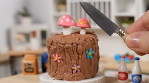 Мини Торт в Виде Пня! | Как украсить Крошечный Торт?! | Мини Кухня