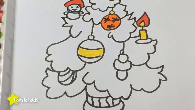 Арт для детей, Изучите цвета с елкой, Как нарисовать и раскрасить елку смотреть онлайн