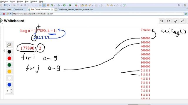 Codeforces Nearest Beautiful Number Solution & Approach Explained On Whiteboard Java Solution смотреть онлайн