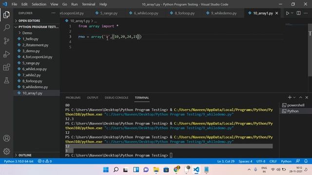 Array In Python | Python Tutorial in Hindi | Day 4 | Naveen Sir смотреть онлайн