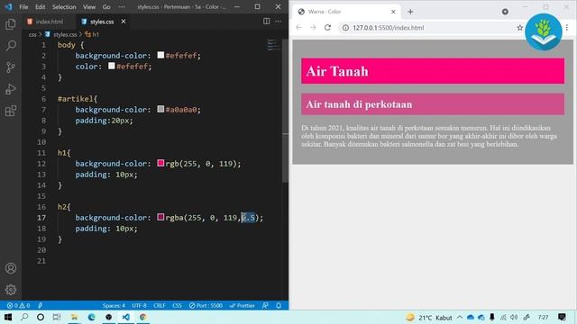 Belajar Web Dasar [CSS] - Episode 10 - Color Alpha смотреть онлайн