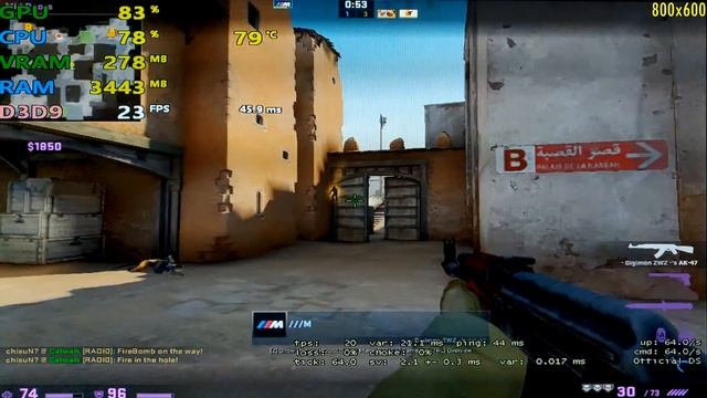Celeron 1007U, Intel HD Graphics | CSGO - 640x480 , 800x600, 720p