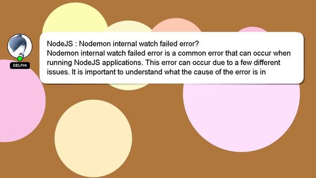 NodeJS : Nodemon internal watch failed error? смотреть онлайн