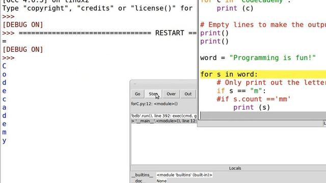 python3.2 for s in word why is it only returning single characters and not a string? смотреть онлайн