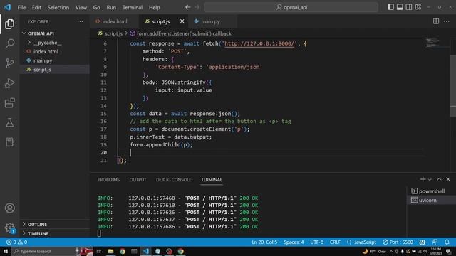 Creating a Gpt 3 Webapp with OpenAI API, FastAPI, html, JavaScript and Python смотреть онлайн