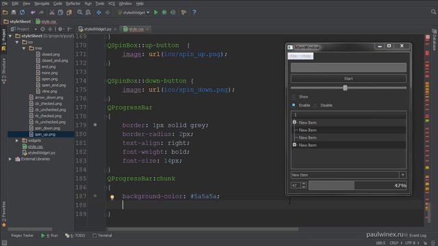 45 PyQt Framework Стиль для QProgressBar смотреть онлайн