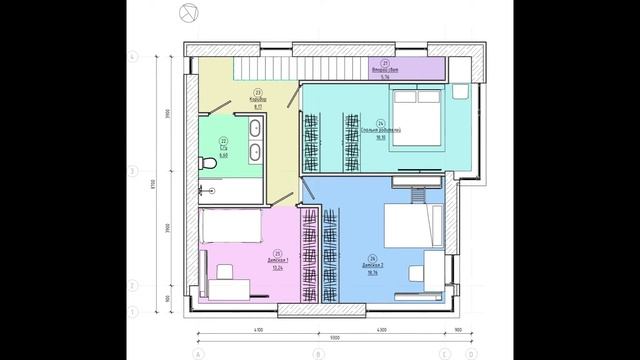 Проект дома "Куб-1". 8 на 9 метров. 2 этажа, 3 спальни. Экстерьер, фасады, планировка, конструктив. смотреть онлайн