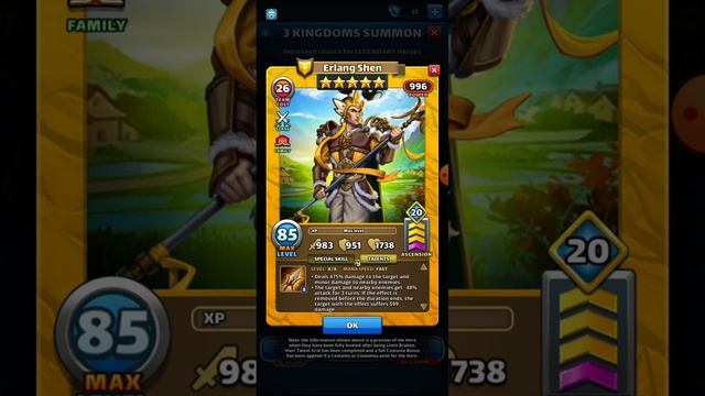 Empires & Puzzles Erlang Shen War Of 3 Kingdoms Hero Breakdown. Are 3 Holy Eyes ? Better than 2? смотреть онлайн