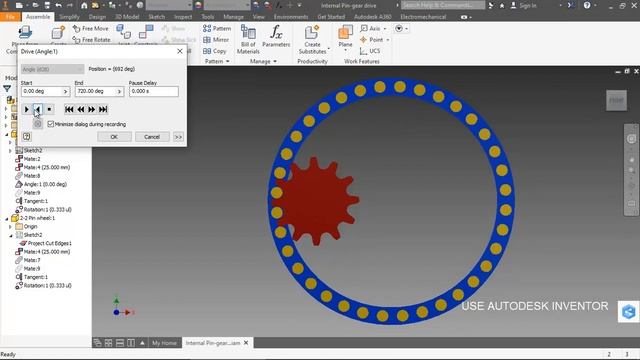 Internal Pin - Gear drive | Autodesk Inventor смотреть онлайн
