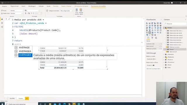 [Power BI] Usando AVERAGEX Para Calcular o Ticket Médio por Produto смотреть онлайн