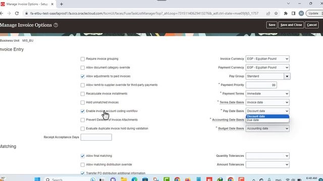Oracle Fusion Payables Setup: Manage Invoice Options part1 смотреть онлайн