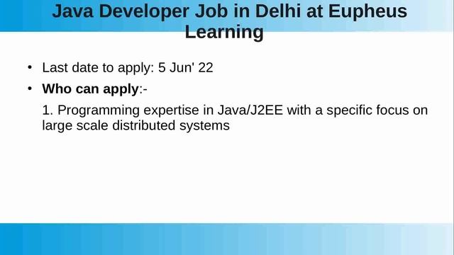 Java Developer Job in Delhi. Apply by 5 June 2022. смотреть онлайн