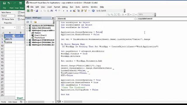 Copy Excel table to Word with VBA смотреть онлайн