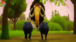 Monster Lion Mammoth vs Zombie Bull Fight Baby Bull Saved By Woolly Mammoth Wild Animal Fights