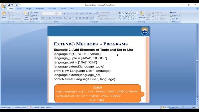 Built in List methods in Python Programming by Ms.Ch. Srividhya смотреть онлайн