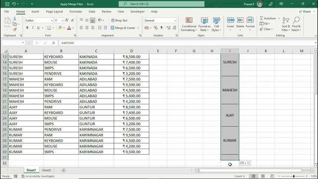 Apply Filter on Merged Cells in Excel | Excel లో Merge Cells పై Filter ఎలా Apply చేయాలో చుడండి | VB смотреть онлайн