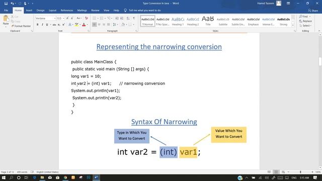 Explicit Conversion/Narrowing concept in java | Hamid Tutorials | смотреть онлайн