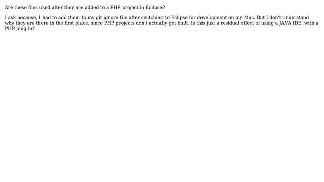 What are the buildpath, settings, and project hidden files used for in an Eclipse PDT project? смотреть онлайн