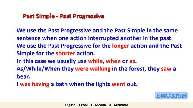 Grade 11 Technology English Grammar 3a past Simple vs Past Progressive смотреть онлайн