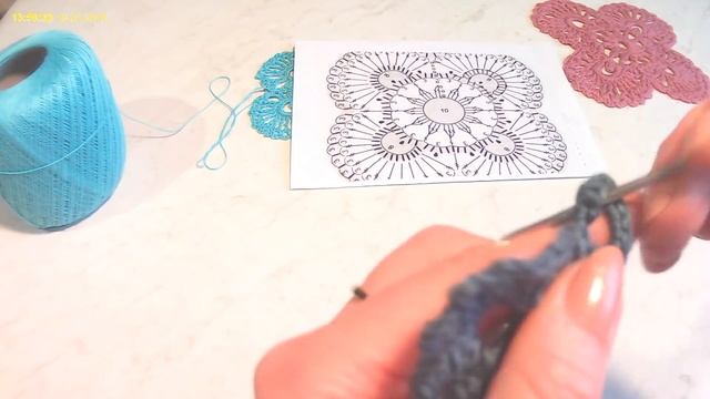 Как связать квадратный мотив. How to tie a square motif. смотреть онлайн