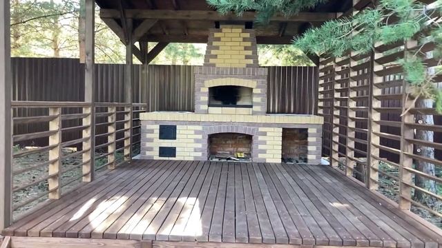 Односкатная беседка размером 5*3,5 м. с мангальной печью смотреть онлайн