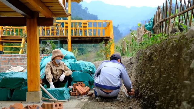 Harvest cabbage and cowpeas and build a wall behind the wooden house | farm building смотреть онлайн