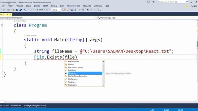 Check whether a particular File exists or not in C# смотреть онлайн