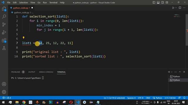 Python Program #41 - Sort Numbers using Selection Sort in Python смотреть онлайн