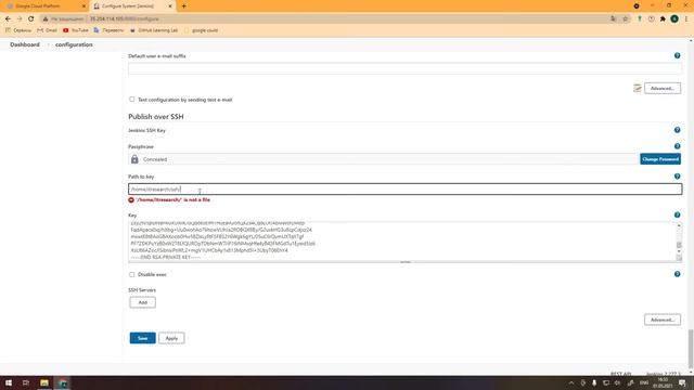 Configuring publish over ssh plugin for Jenkins. Generation ssh for VM(google cloud) смотреть онлайн