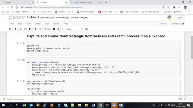 Draw rectangle from webcam and sketch process it on a live feed смотреть онлайн