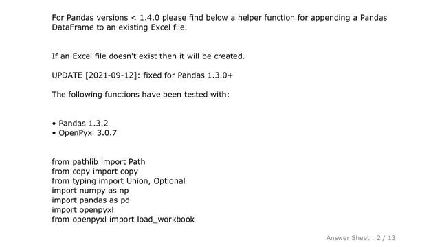 Pandas : Append existing excel sheet with new dataframe using python pandas смотреть онлайн