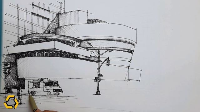 How to Sketch The Solomon R. Guggenheim Museum, Frank Lloyd Wright, New York City. смотреть онлайн