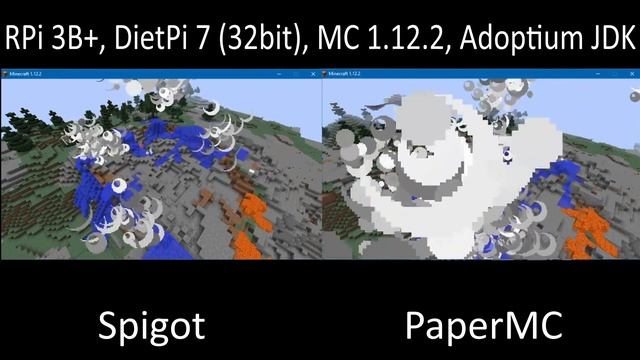 RPI3 server: Spigot vs PaperMC explossion test смотреть онлайн
