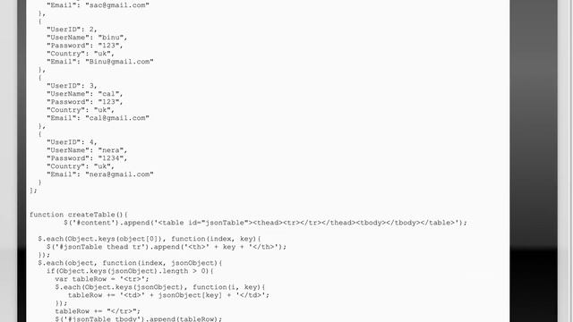 How to create HTML table based on JSON смотреть онлайн