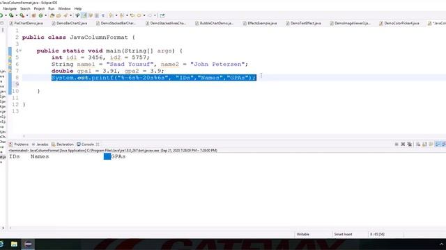 Column Output Java Console Application | Java printf | Java Tutorial NEW 2020 смотреть онлайн