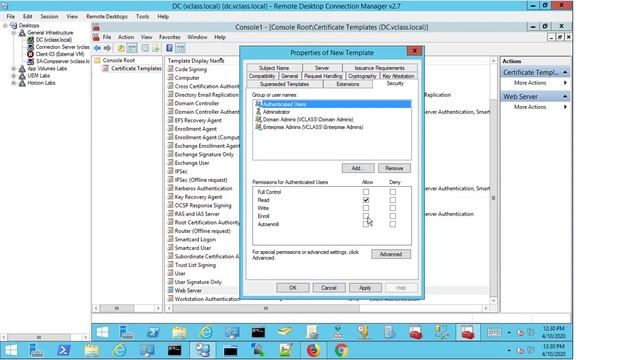 KB 80314 Creating SSL certificate Template for a Horizon connection server смотреть онлайн