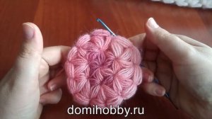 Шапка крючком узором "звёздочки" из пышных столбиков