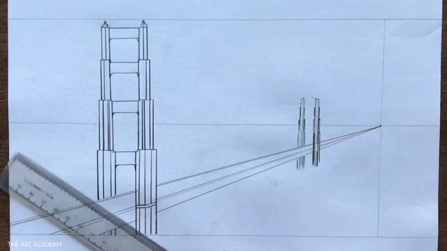 How to Draw a Suspension Bridge in 1-Point Perspective Step by Steps смотреть онлайн