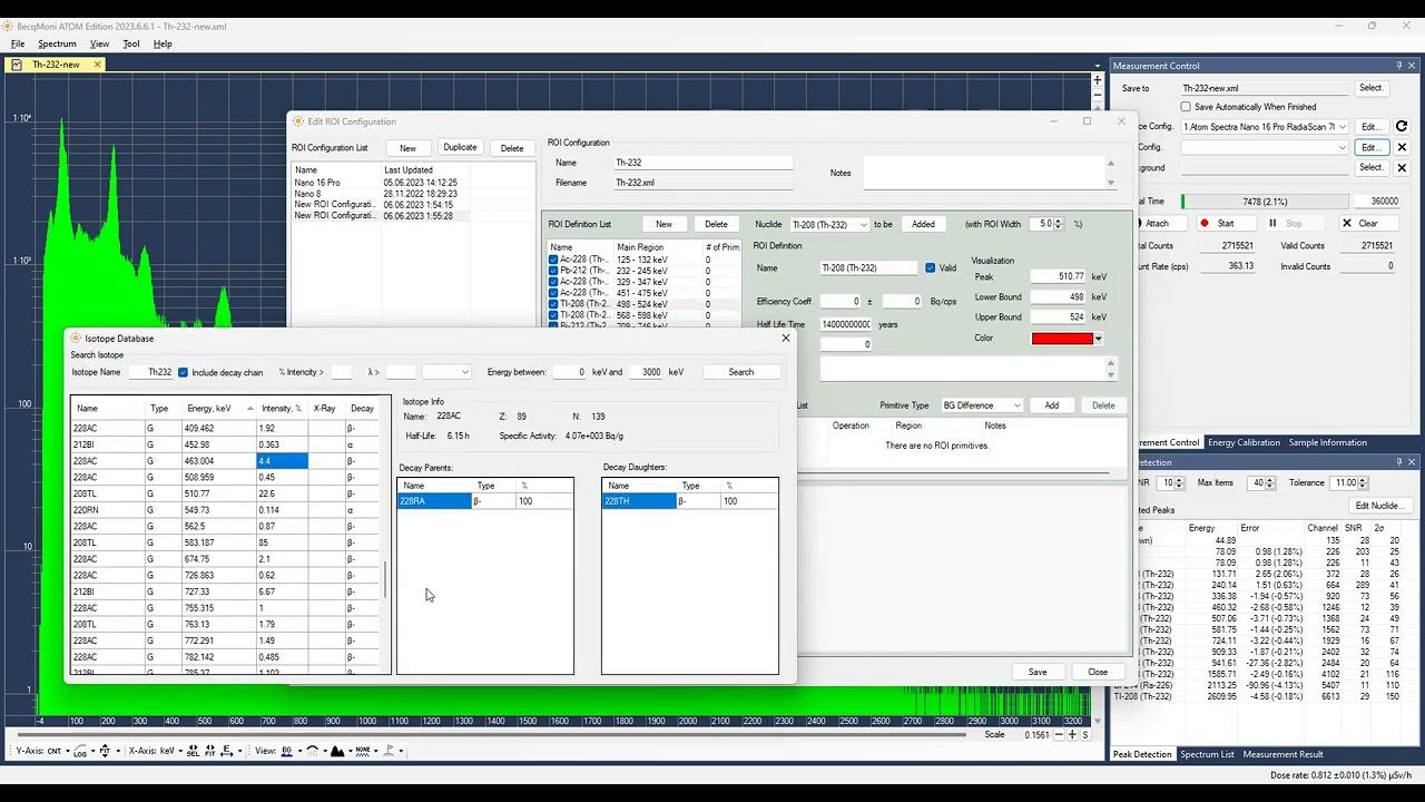 BecquerelMonitor Reference peaks setting смотреть онлайн