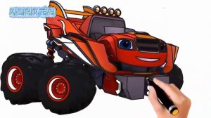 Вспыш и чудо машинки Состязание раскраска Роботы Трансформеры   Blaze and the mo