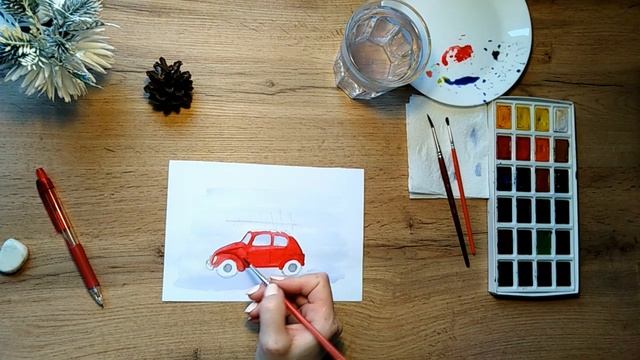 Рисуем рождественскую открытку легко и просто | Рисуй со мной смотреть онлайн