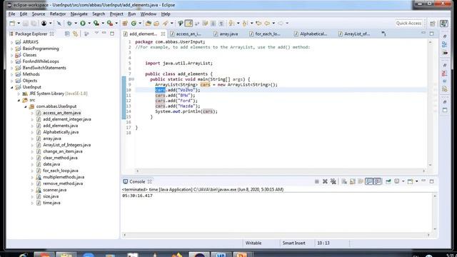 INPUT,DATE,TIME,ARRAY LIST IN CORE JAVA смотреть онлайн