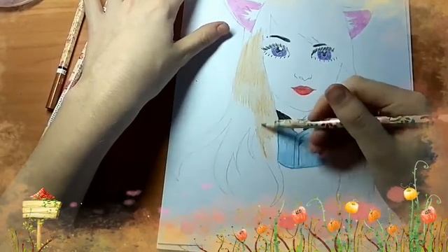 Рисуем "Девушку-кошку"/Учимся рисовать||Alisochka||Творчество|| смотреть онлайн