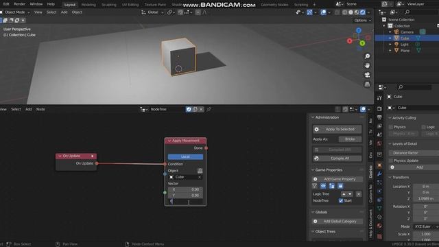 [UPBGE 3.0]Logic Node Editor(On Update ,Key Down ,Apply movement) смотреть онлайн