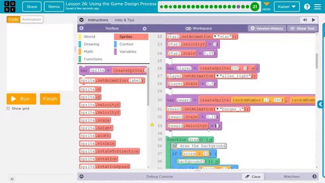 Code.org Lesson 26.20 C Using the Game Design Process | Challenge C | Answers | New Item смотреть онлайн