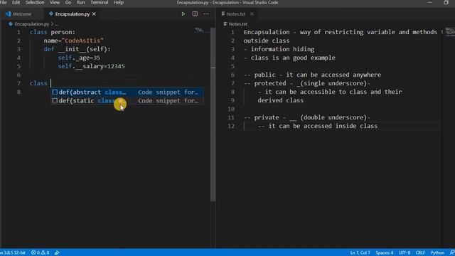 Encapsulation in Python || Python Encapsulation || Object Oriented Programming || Python Tutorial смотреть онлайн