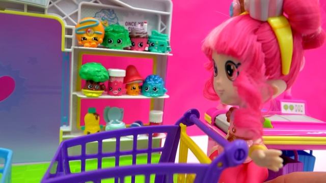 Unboxing Shopkins Season 4 & 2 At Small Mart Shopping With Shoppies Peppa Mint + Donatina