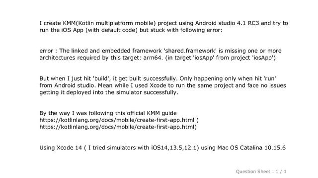 iOS : Kotlin multiplatform mobile - fail to run iOS project - missing one or more architectures req смотреть онлайн